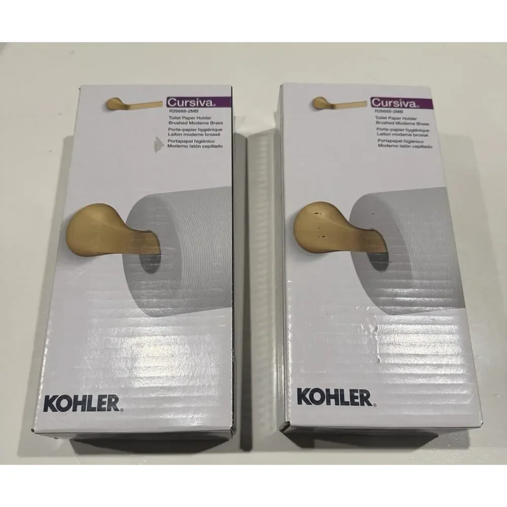 KOHLER Cursiva Wall-Mount Toilet Paper Holder in Vibrant Brushed Modern Gold